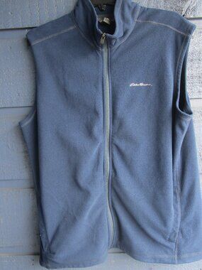 Eddie Bauer blue velvet sleeveless jacket full zip large-preowned used condition